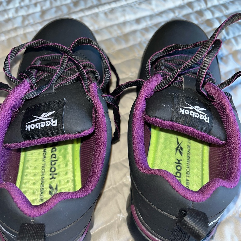 Reebok Women's Sublime Black and Purple Athletic Work Shoes - Picture 8 of 12